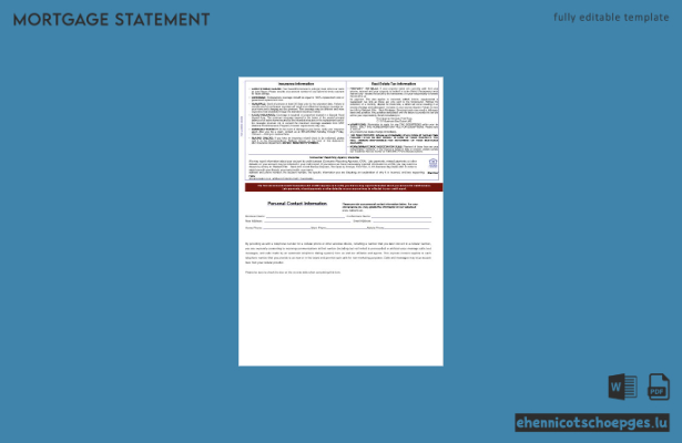 Hypothekenabrechnung der Rakbank Elite Bank in den VAE, Word- und PDF-Format, 3 Seiten, Beispielvorschau